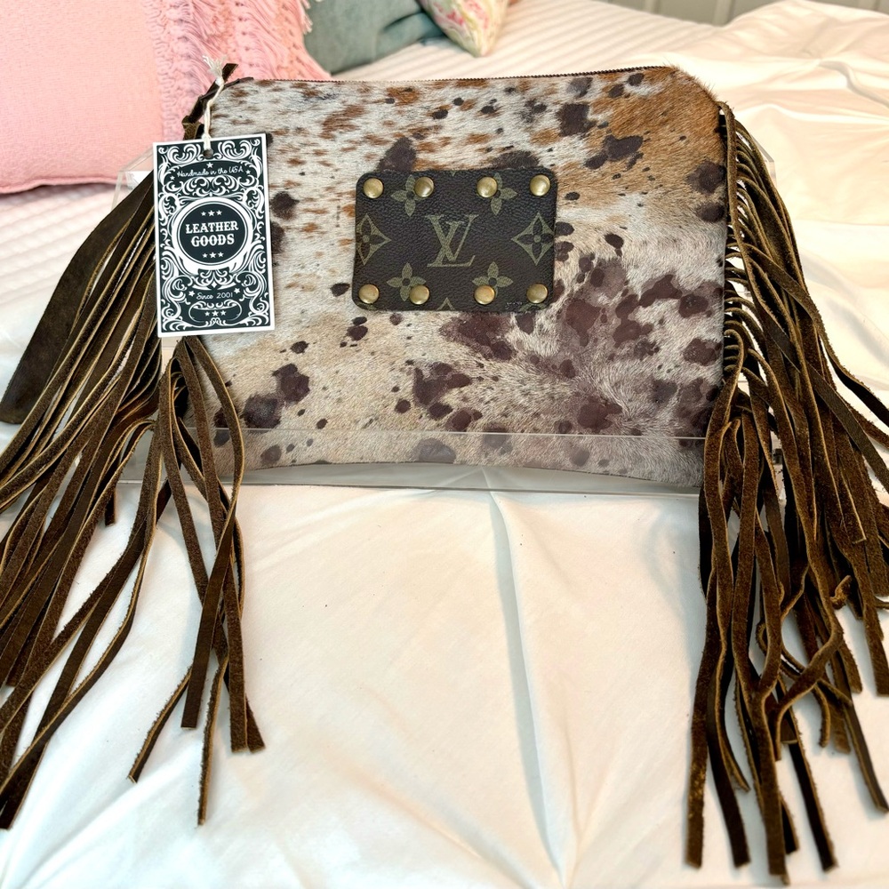 Leather Cowhide LV Wristlet